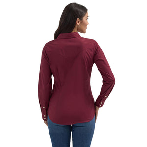 Wrangler Ladies Retro® Long Sleeve Solid Shirt - Windsor Wine 112358014