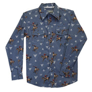 Cowboy Hardware YTH Vintage Bronc S/S Print Slate Blue 345595-414-K