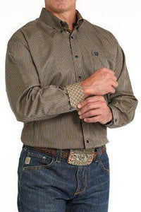 Cinch Men's TENCEL™ Stripe Print Button-Down Shirt - Brown/Navy MTW1105809