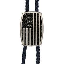 Load image into Gallery viewer, USA Flag Brushed Aluminum Bolo Tie