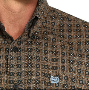 Cinch Men's Black Geo Print Long Sleeve Button Shirt MTW1105953