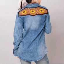 Load image into Gallery viewer, American Darling Denim Shirt with Sunflower Tooled Back Yoke ADSH018