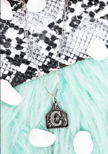 TIPI Cattle Tag Initial Silvertone Necklace