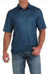 Cinch Mens S/S Arenaflex Polo Blue MTK1863046