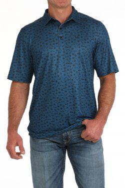 Cinch Mens S/S Arenaflex Polo Blue MTK1863046