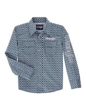 Load image into Gallery viewer, Wrangler Yth Logo Ls Snap Shirt Navy Prt 112337437