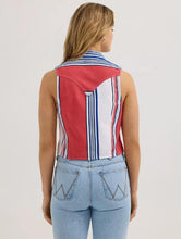 Load image into Gallery viewer, Wrangler Women&#39;s Brushpopper Stripe Slim Crop Snap Tank 112362249