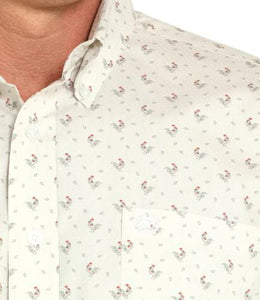 Cinch Gray Mens Long Sleeve Button Down Rooster Print- MTW1105933