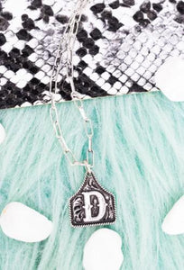 TIPI Cattle Tag Initial Silvertone Necklace