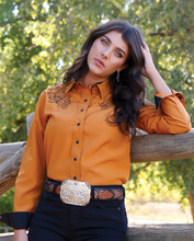 Load image into Gallery viewer, Cruel Denim Ladies Copper Western Embroidery Snap Shirt CTW7529004