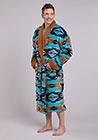 Roper Men's Turq Aztec Fleece Robes 03-107-0355-6500 GR