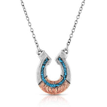 Load image into Gallery viewer, Montana Silversmiths  Inner Light Turquoise Horseshoe Necklace 5852