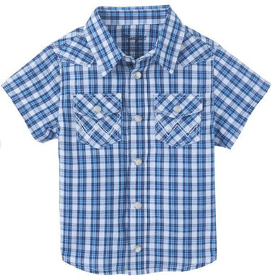 Wrangler SS Blue Plaid Snap Inf/Tod Shirt 112346300