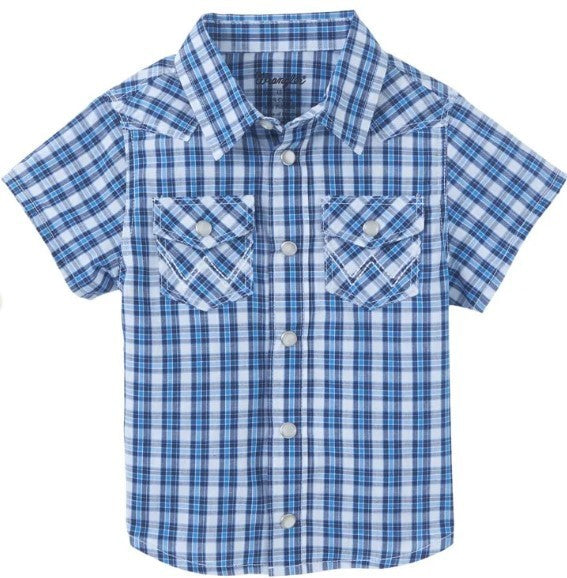 Wrangler SS Blue Plaid Snap Inf/Tod Shirt 112346300