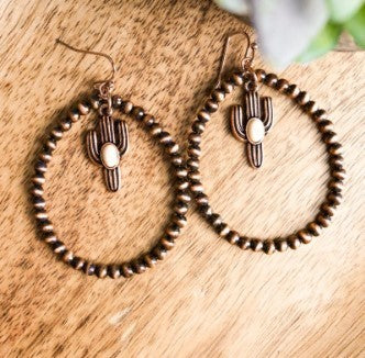 Icon Cactus Copper Navajo Insp Hoop Earrings