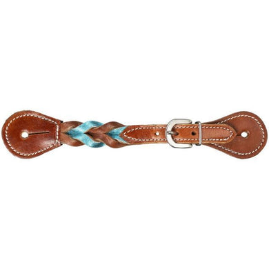 Tough 1 Braided Leather W/Turq Spur Straps 78-1250-14-0