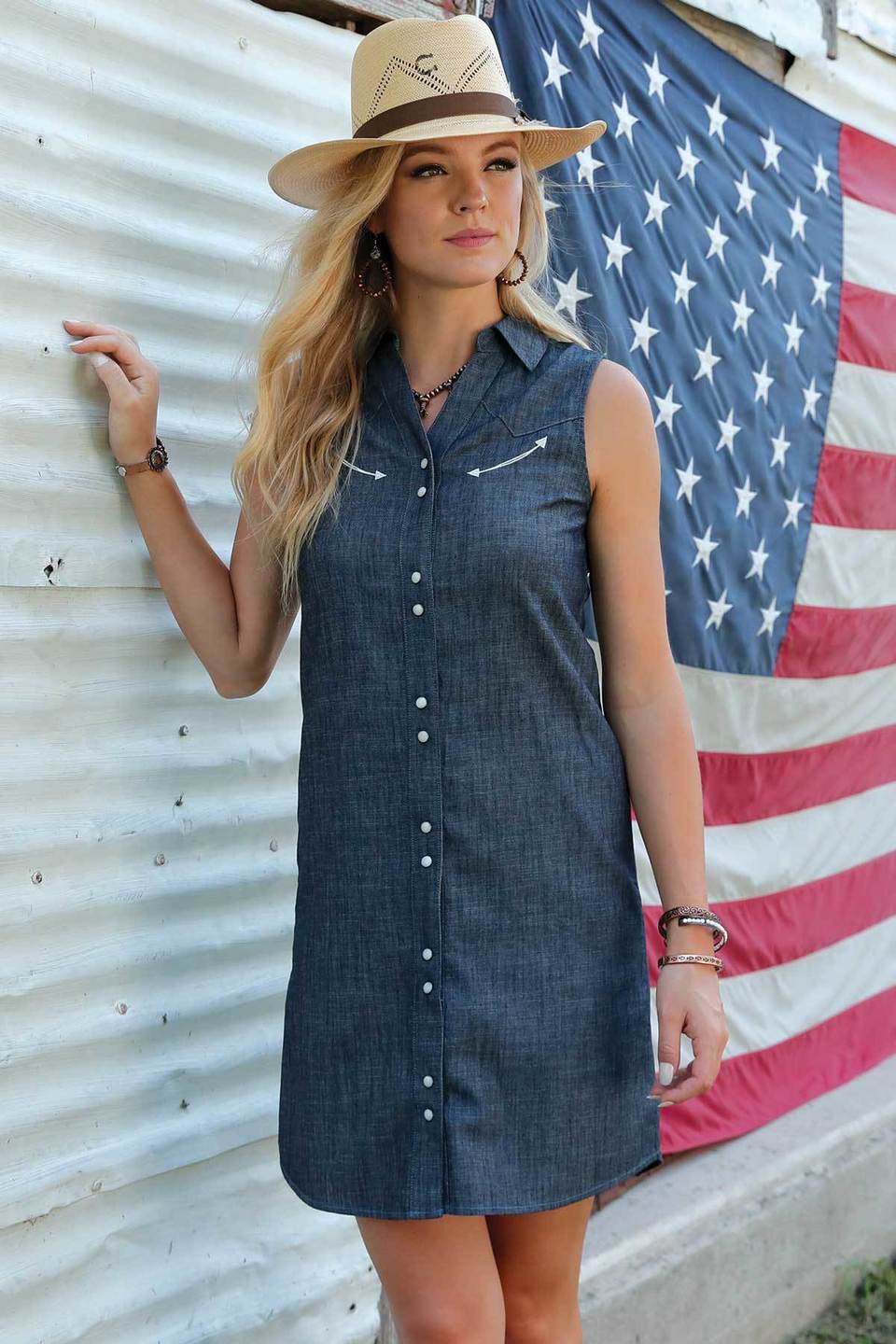 Cruel Chambray Dress Sleeveless Indigo CTW7476001