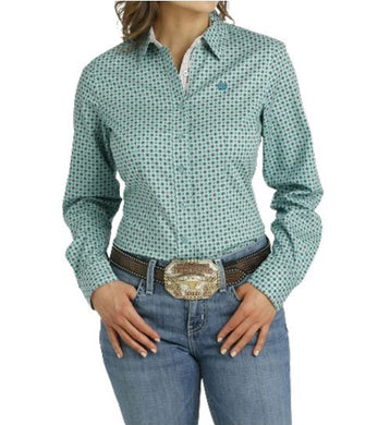 Cinch Geo Print Button Long Sleeve MSW9165051 LTB