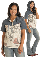 Panhandle SS Hoodie W/Pointed Yoke LW91T03745