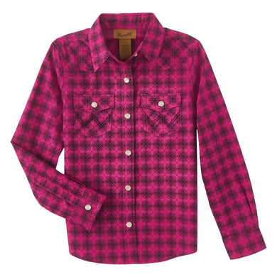 Wrangler Retro LS Girls Fushia Snap Shirt 112346586