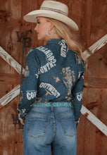 Load image into Gallery viewer, Ladies Cruel Denim Blue Print LS CTW7343009