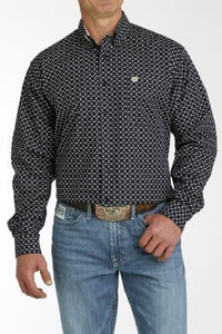 Cinch Men's LS Diamond Navy Print MTW1105773 NAV