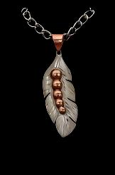 Austin Accent Silver Feather W/Copper Accents Necklace SNK289