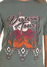 Load image into Gallery viewer, Rock&amp;Roll Western Tour Graphic Green Tee BW21T04525