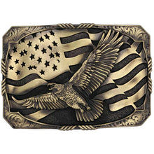 Load image into Gallery viewer, Attitude Buckle AB Eagle &amp; Flag Brass A947C