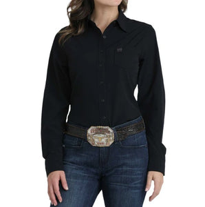 Womens LS Cinch Arenaflex Black MSW9164253