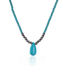 Load image into Gallery viewer, Wrangler RNS-1022 Rustic Couture's Beaded Tear Drop Pendant Necklace - Turquoise