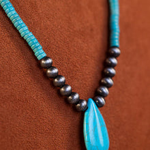 Load image into Gallery viewer, Wrangler RNS-1022 Rustic Couture's Beaded Tear Drop Pendant Necklace - Turquoise