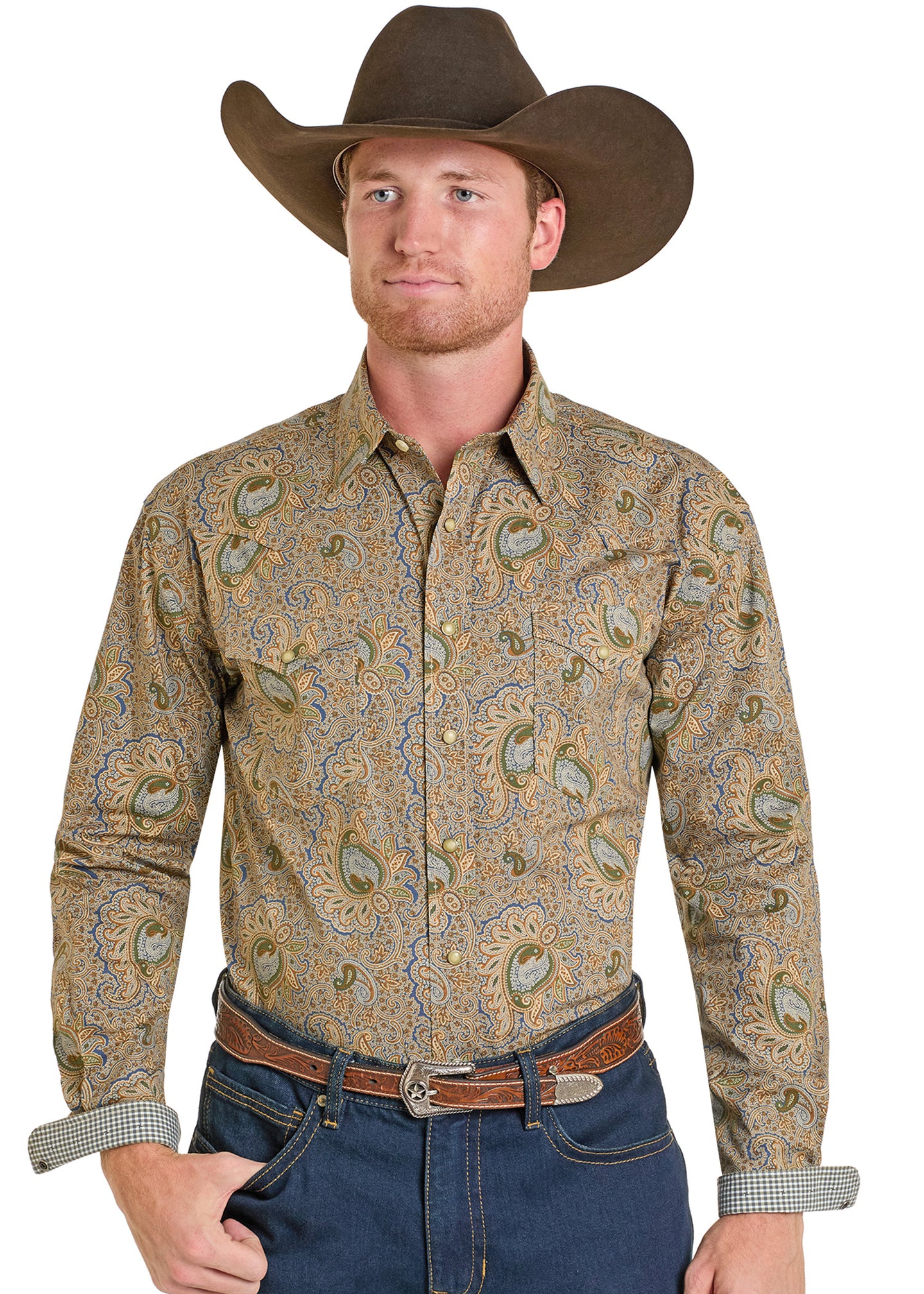Panhandle Slim Men's Rough Stock Snap Camel Paisley RMN2S06923