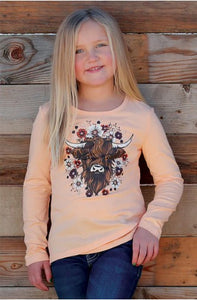 Cruel Girl LS Highland Cow Tee CTK8870002 Peach