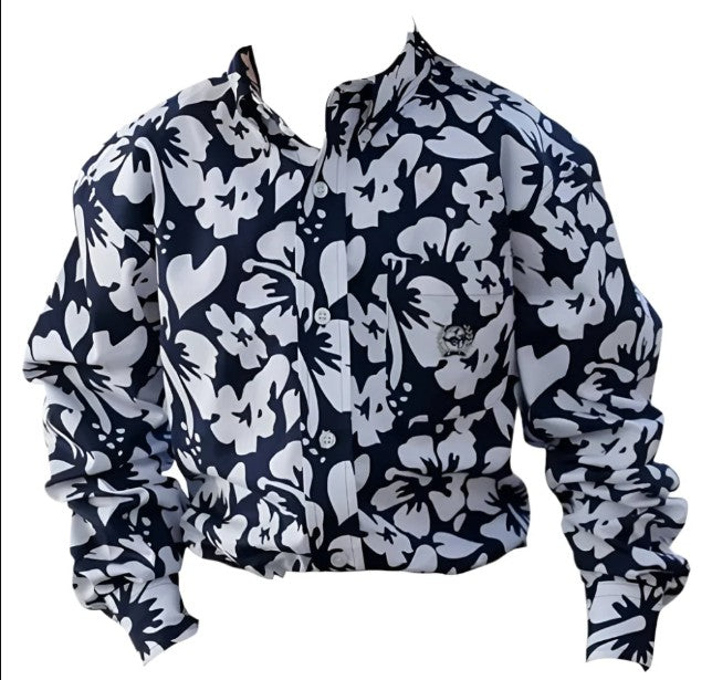 Cinch Boys L/S Print Navy MTW7062366