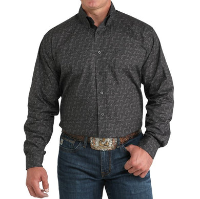 Cinch Mens LS Charcoal Print MTW1105959