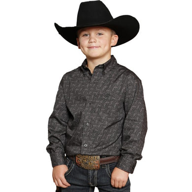 Cinch Boys'  LS Charcoal Button-Down Paisley Print Shirt MTW7060387