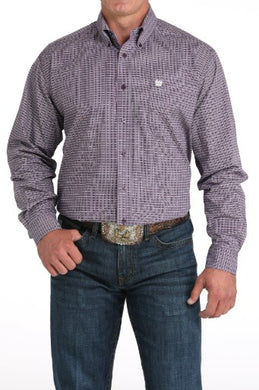 Cinch Men's Geometric Print LS Purple MTW1105975
