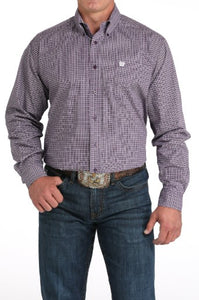 Cinch Men's Geometric Print LS Purple MTW1105975