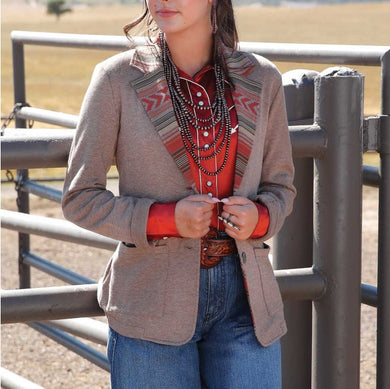 Cruel Denim Ladies Knit Blazer Stone CWJ7524001