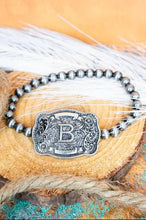 Load image into Gallery viewer, TIPI Branded Buckle Initial Silver Pearl Bracelet