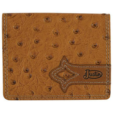 Justin Bifold Card Wallet Ostrich Texture Tan 2122783W3