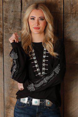 Cruel Women's Sweater Top Embroidered Long Sleeves CTK7458003