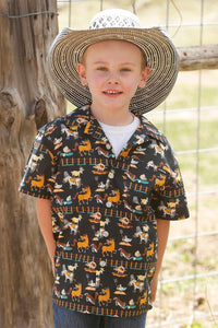 Cinch® Boys Camp Shirt with Barnyard Animals Print MTW170003