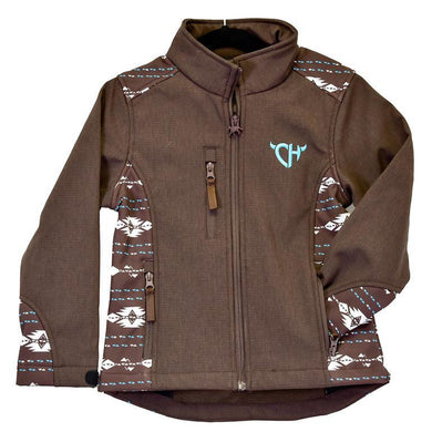 Cowgirl Hardware Yth Tonal Accent Poly Shell Jacket Dk Chocolate 492299-661-K