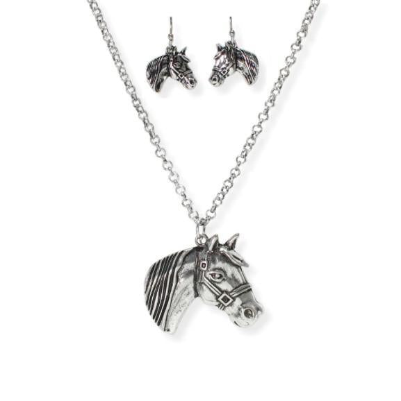 Tipi Horse Head Pendant Jewelry Set