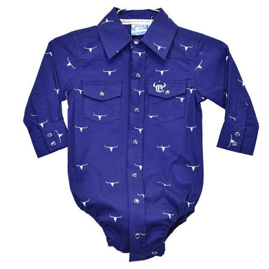 Cowboy Hardware INF Skull Burst L/S Print Romper Navy  725574R-480-I