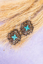 Load image into Gallery viewer, ICON Wolf Mesa Silvertone and Turquoise Earrings