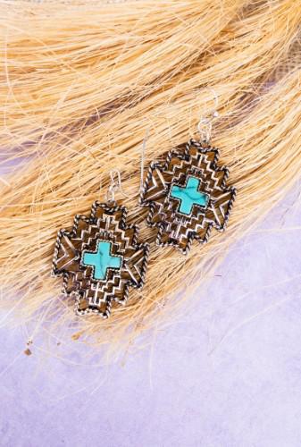 ICON Wolf Mesa Silvertone and Turquoise Earrings