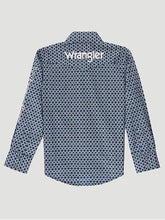 Load image into Gallery viewer, Wrangler Yth Logo Ls Snap Shirt Navy Prt 112337437